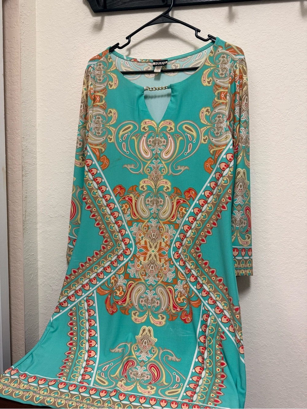Women's Teal Paisley-Print Tunic dress